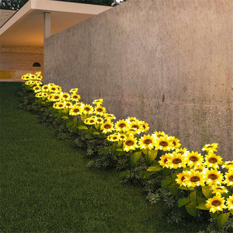 2 LED Sonnenblumen-Gartenlichter