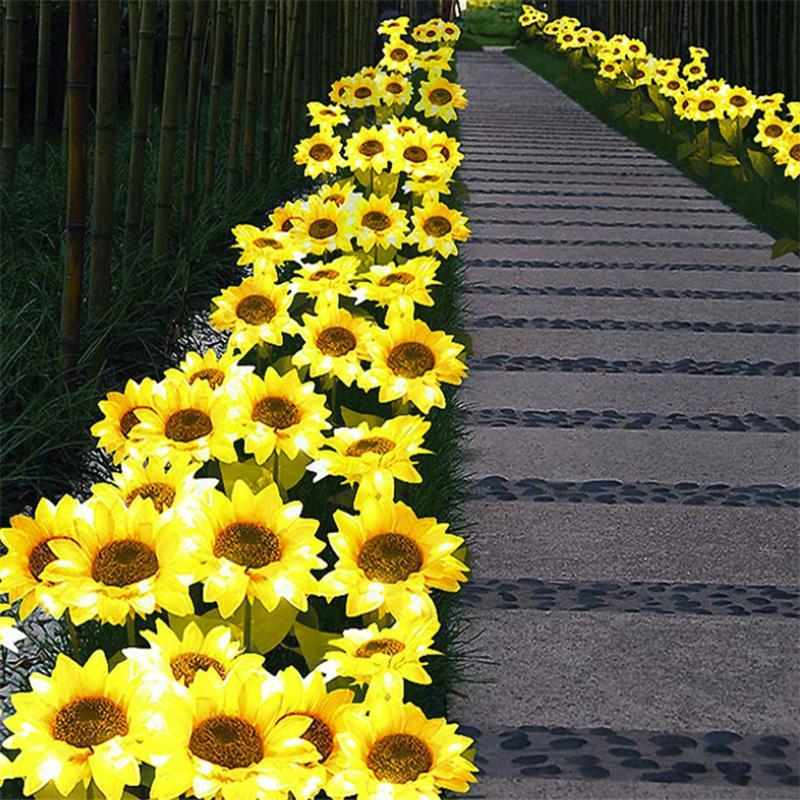 2 LED Sonnenblumen-Gartenlichter